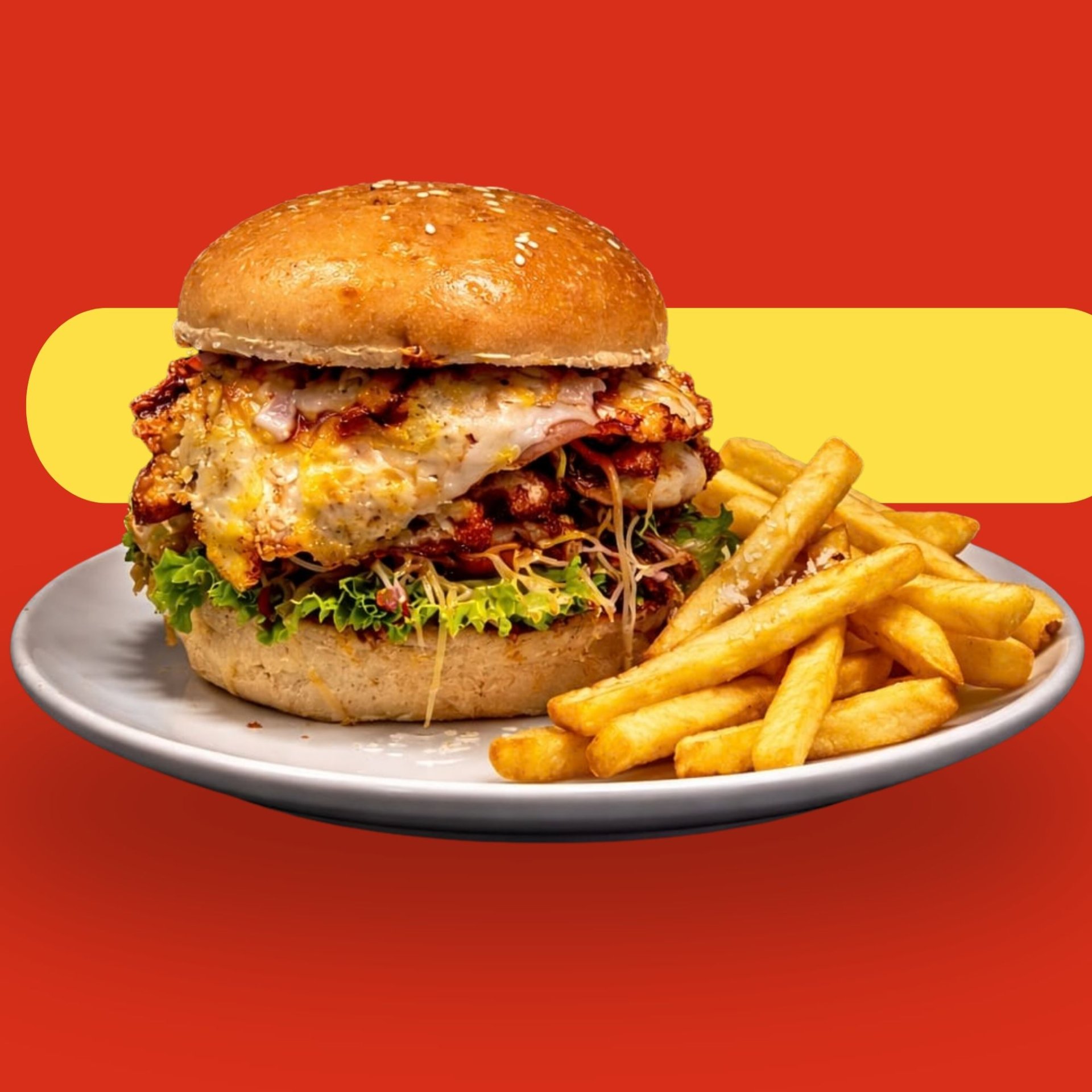 Hamburguesa De Pollo + Papas fritas
