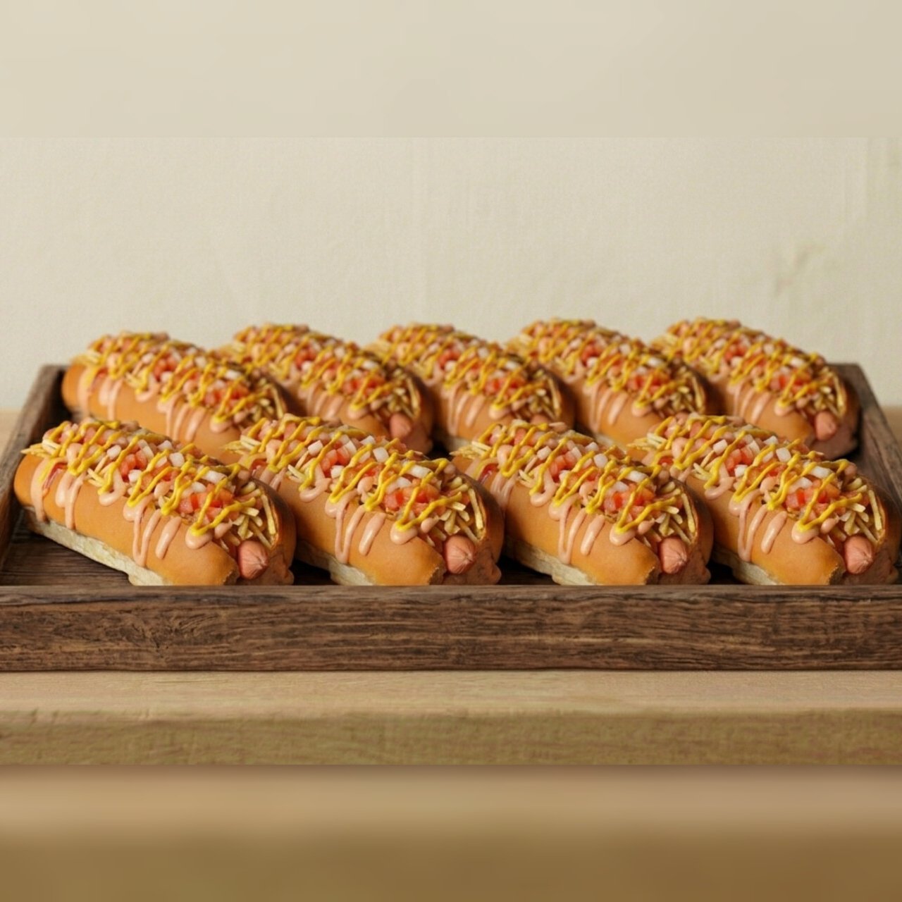 10 perros (normales) + 1lt de refresco