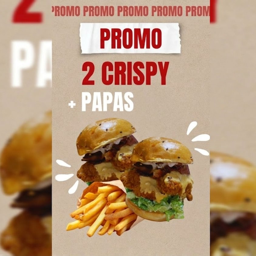 2 Hamburguesas Crispy + papas fritas