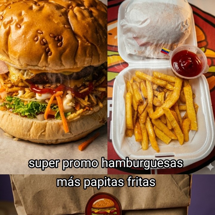 Combo de hamburguesa + ración de papitas