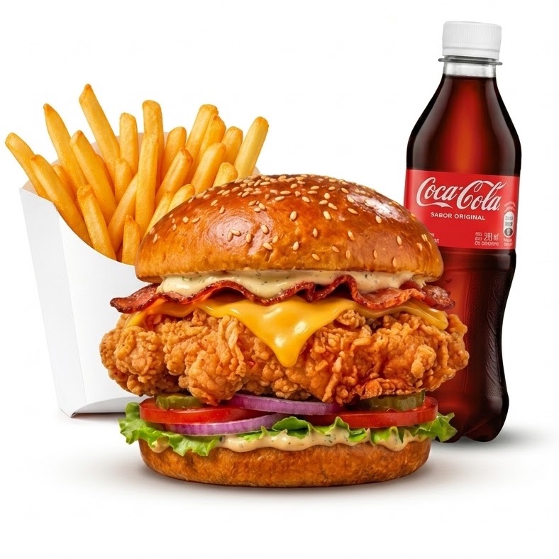 Combo granjera de pollo + papas + bebida 355 ml