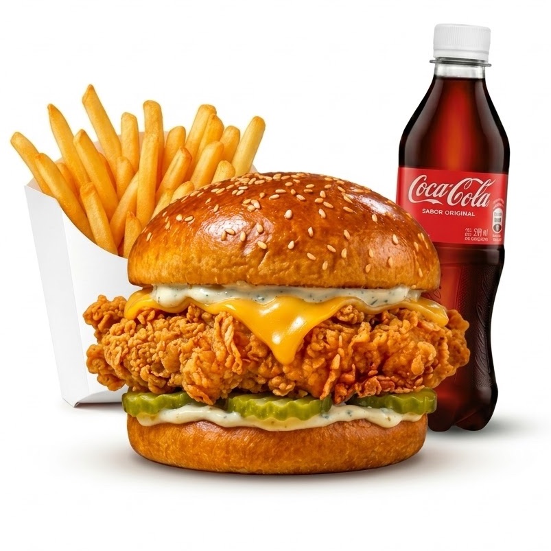 Combo ranchera de pollo + papas + bebidas 355 ml